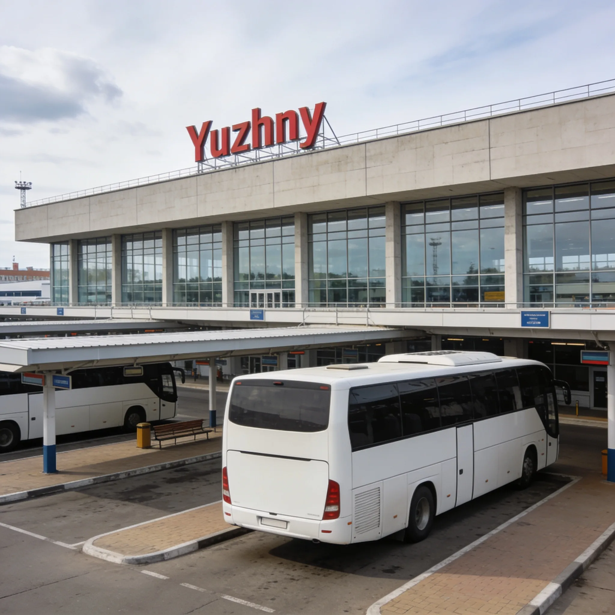 Южный автовокзал Уфы, междугородний автобус на платформе